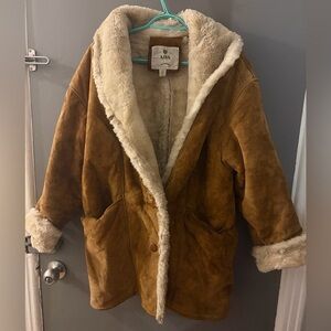 Ada Brown Suede Teddy Jacket with Cream Faux Shearling Lining